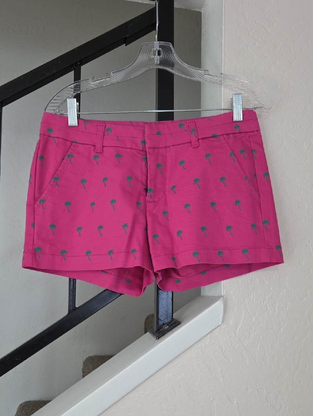 Harper Hot Pink Palm-Print Jean Shorts Size S